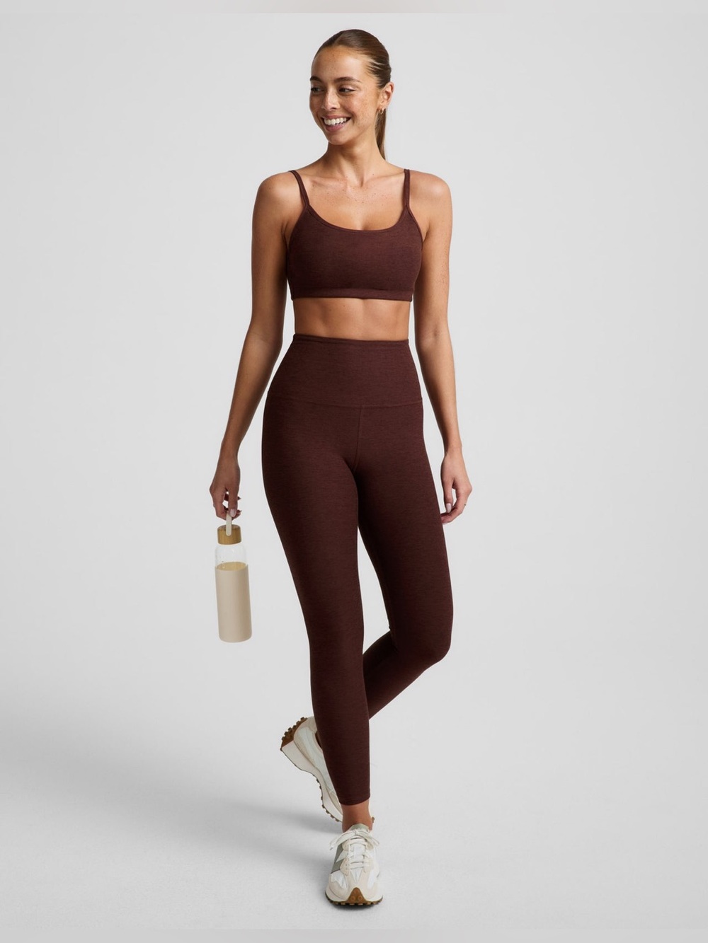 Spacedye™ Caught in the midi High waisted legging + Bra Iced Mocha Heather